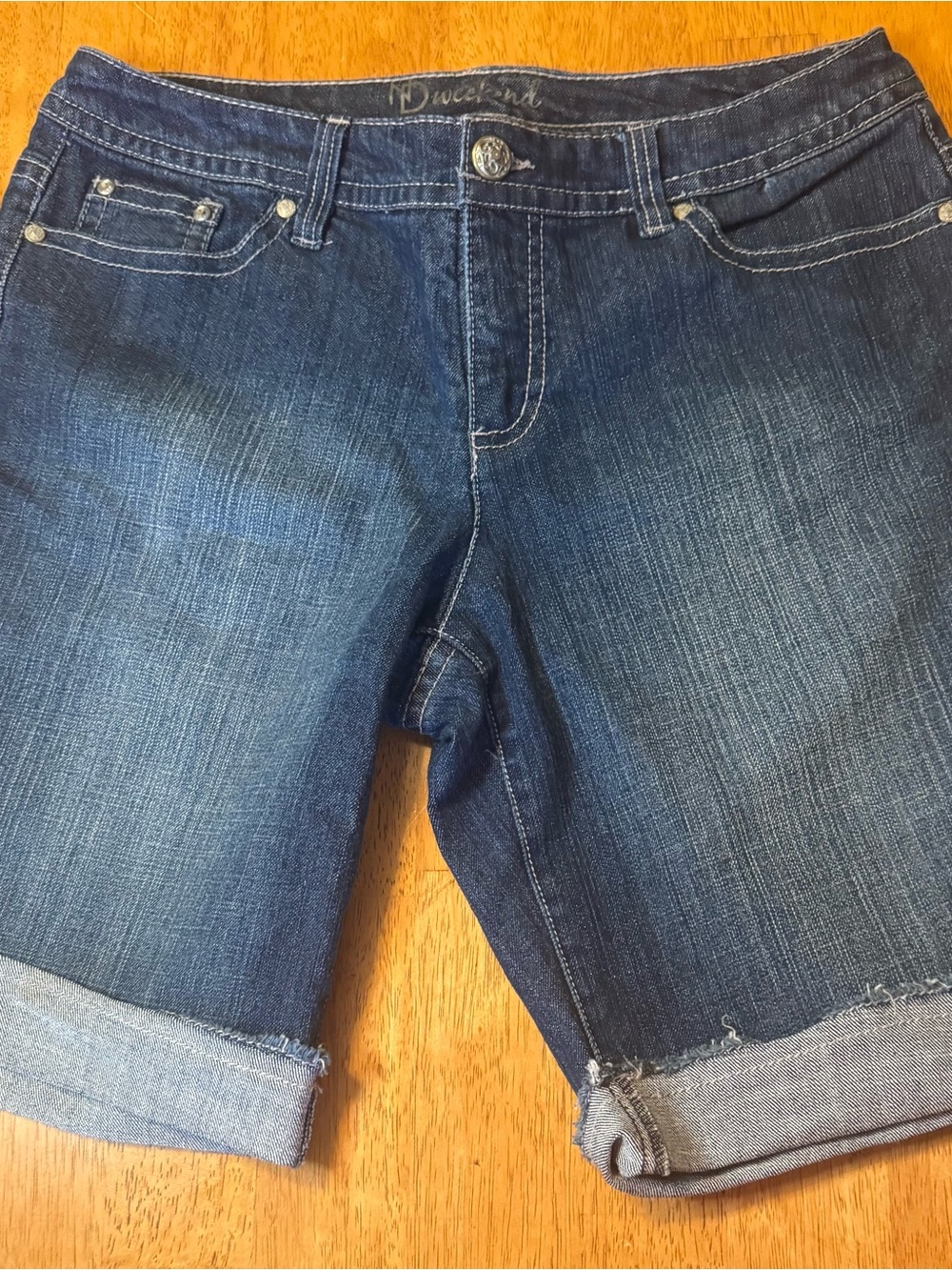 Dark Blue Denim Rolled-Hem Women’s Shorts